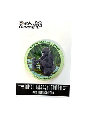 Busch Gardens Tampa 2024 Pass Member Button – Gorilla & Baby Design – 2.5"